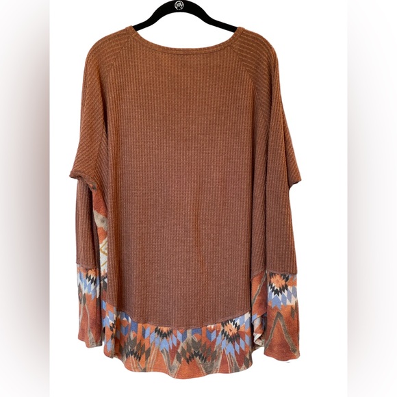 Peach Oversized Long Sleeve Waffle Top - Picture 4 of 9